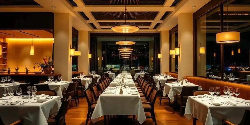 Interior elegante de restaurante fine dining
